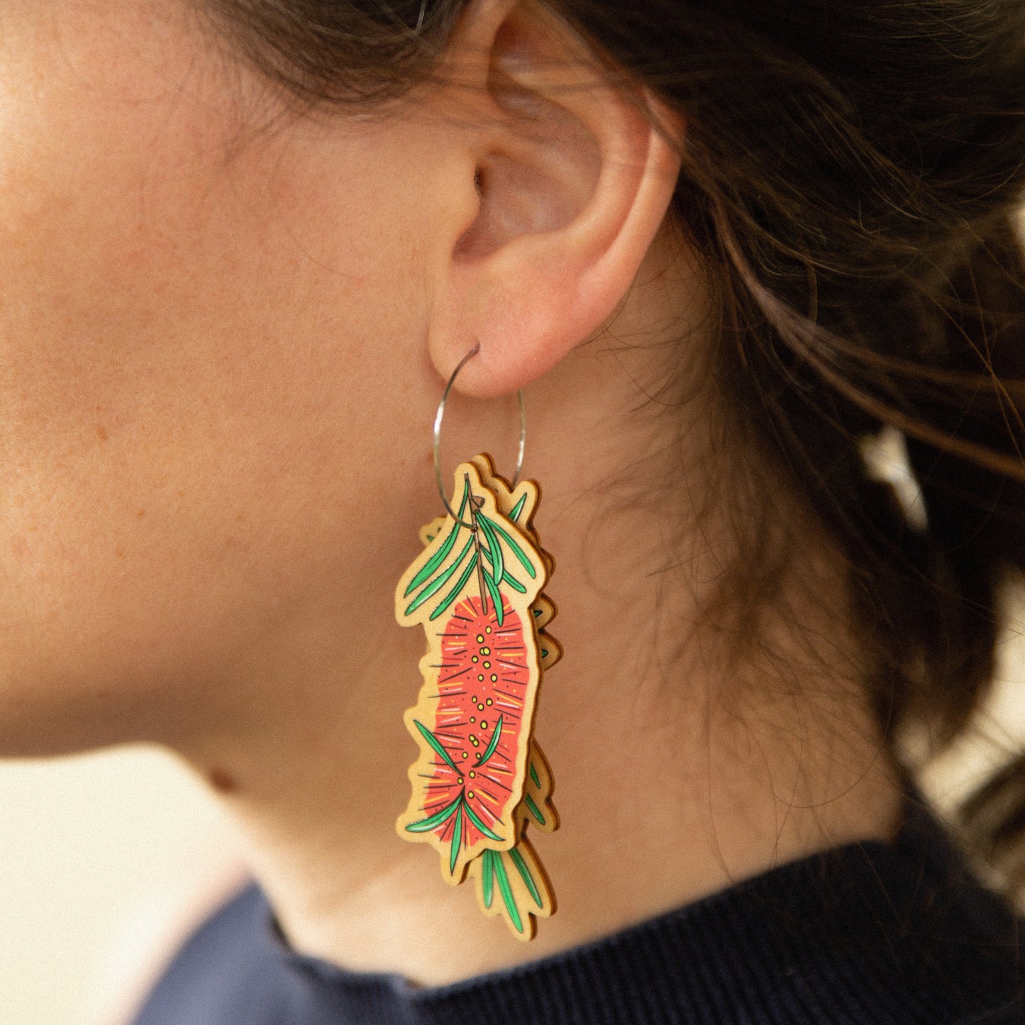 Busy Head Earrings | Statement Bottlebrush Hoops