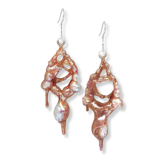 Burnished Jewellery Earrings | Rose Gold Goop Tear Drop