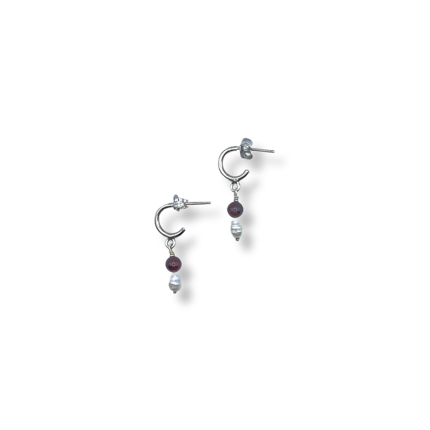 By Cath Mini Hoops | Freshwater Pearl & Garnet