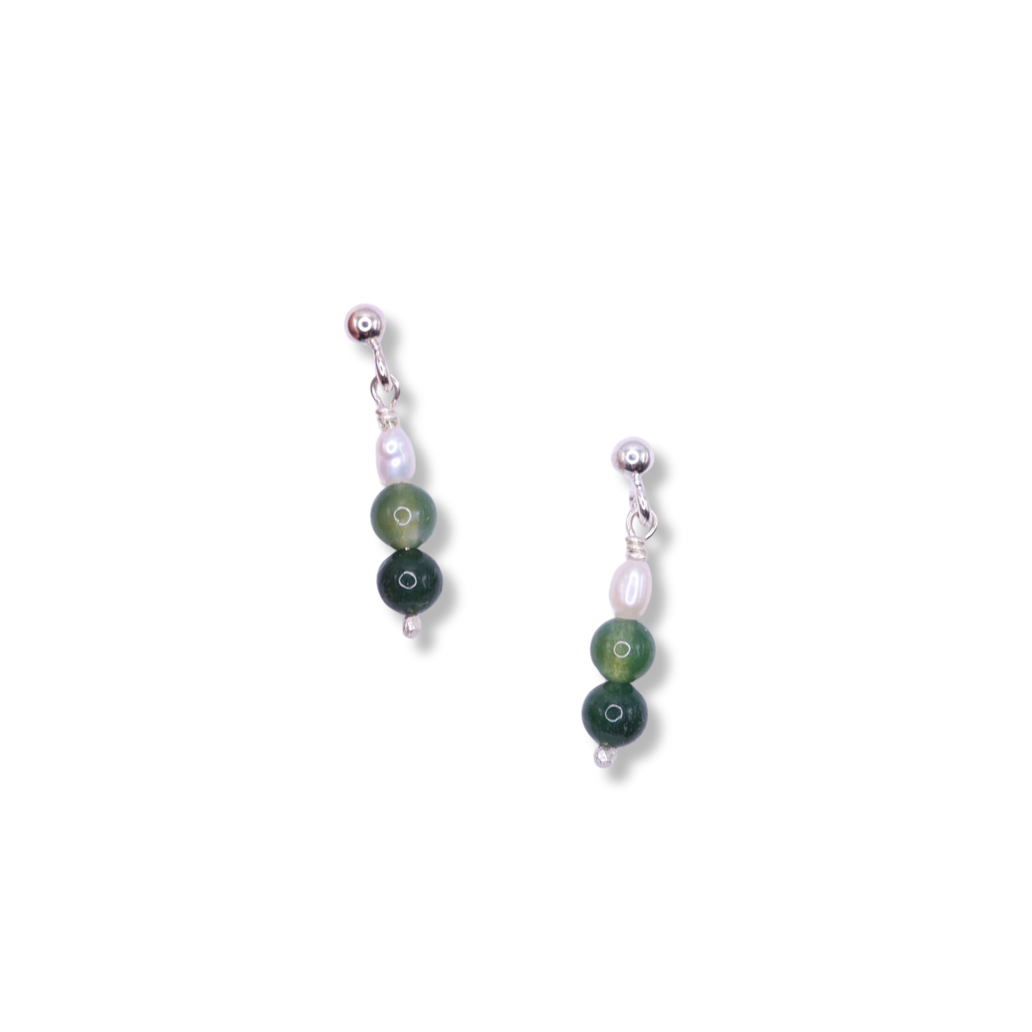 By Cath Studs | Green Agate & Freshwater Pearl