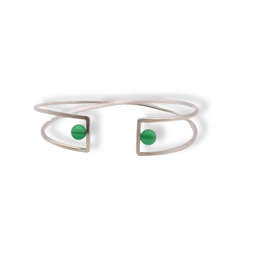C.K.D. Bangle | Brushed Sterling Silver with Malaysian Jade