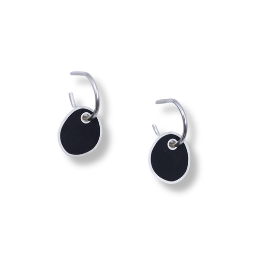 C.K.D. Earrings | Sterling Silver Hoop with Black Resin