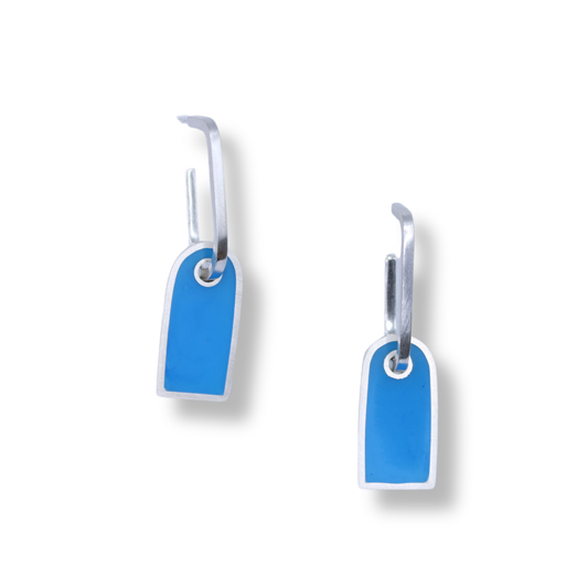 C.K.D. Earrings | Sterling Silver Hoop with Bright Blue Resin