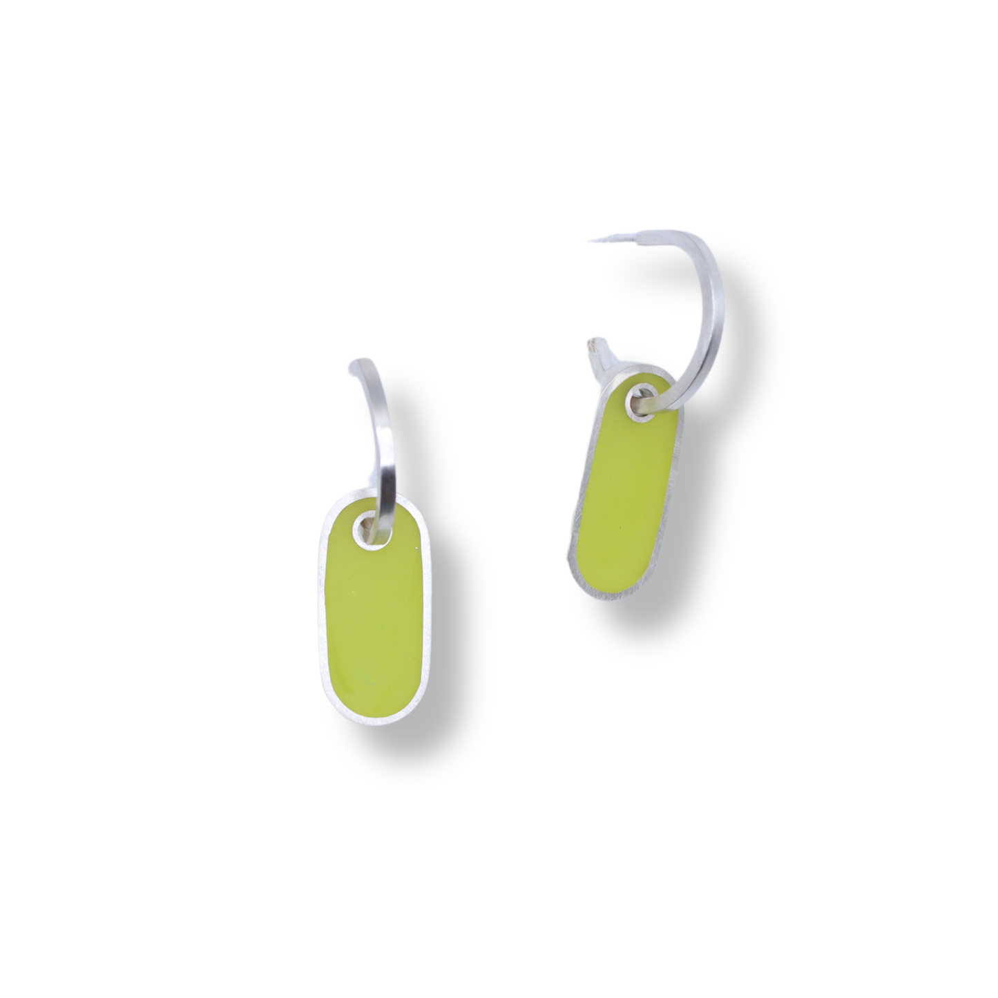 C.K.D. Earrings | Sterling Silver Hoop with Lime Green Resin