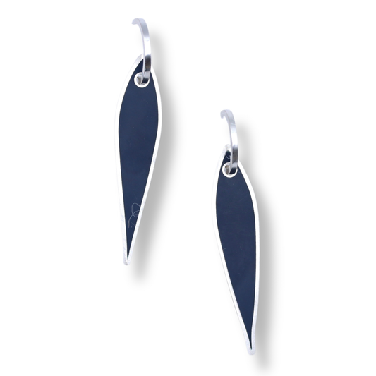 C.K.D. Earrings | Sterling Silver Hoop with Navy Resin