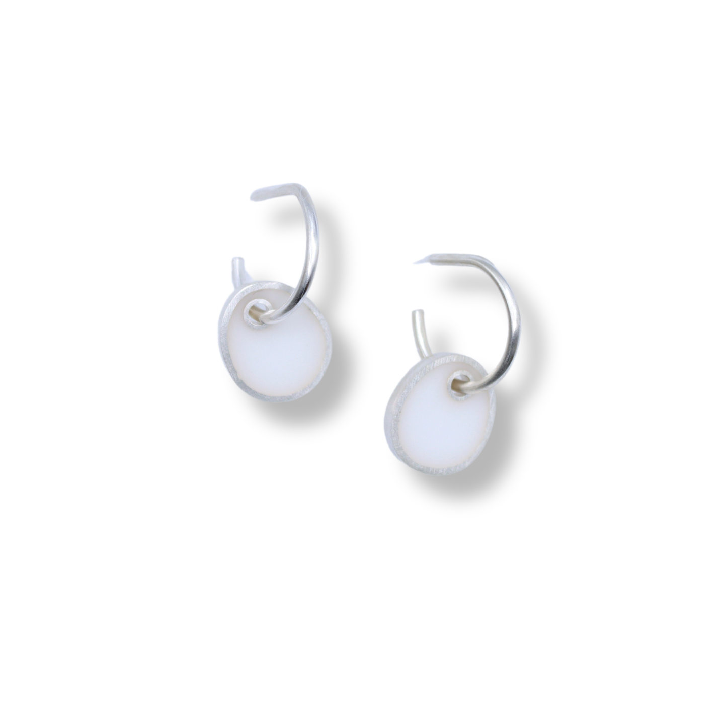 C.K.D. Earrings | Sterling Silver Hoop with White Resin