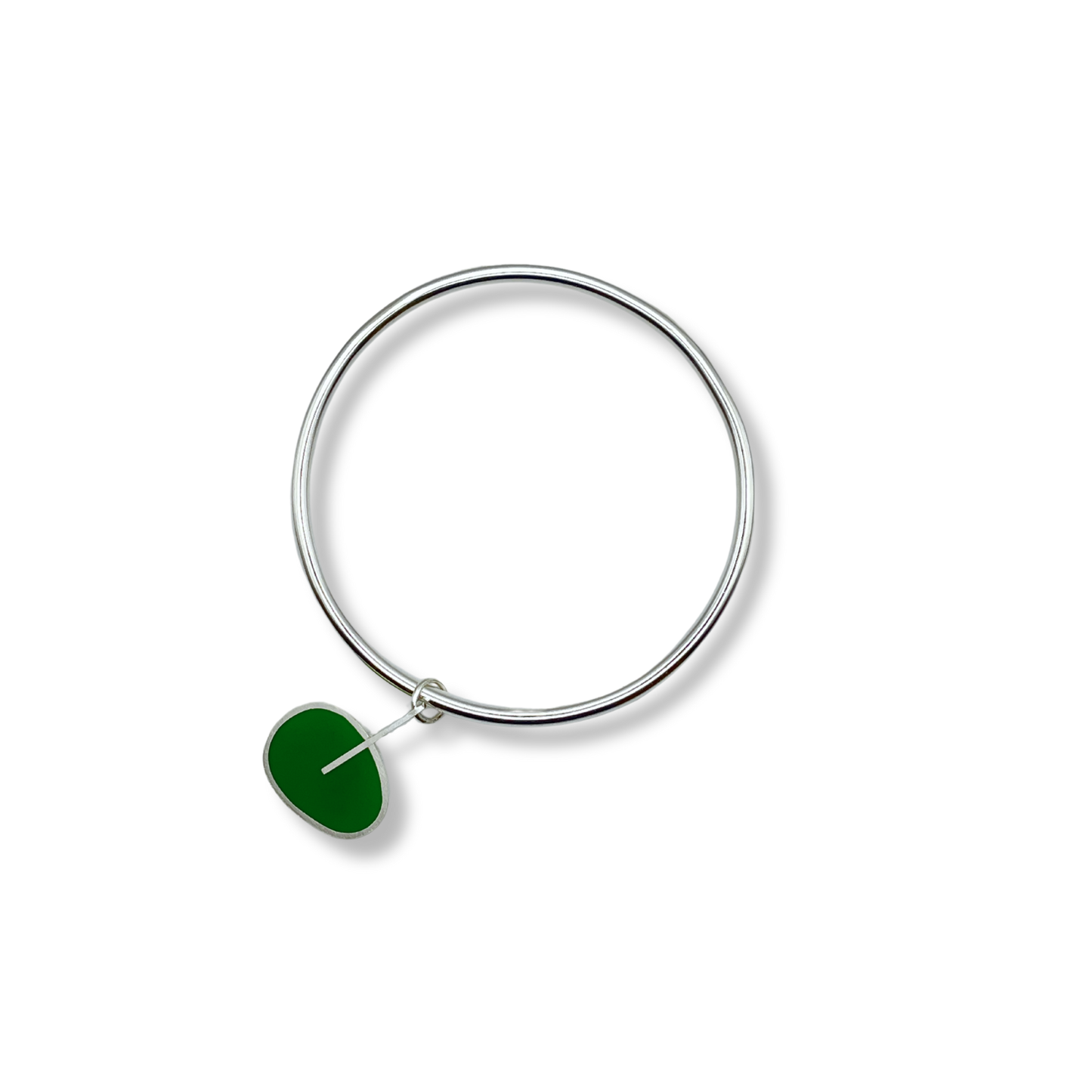 C.K.D. Sterling Silver with Resin Bangle | Green