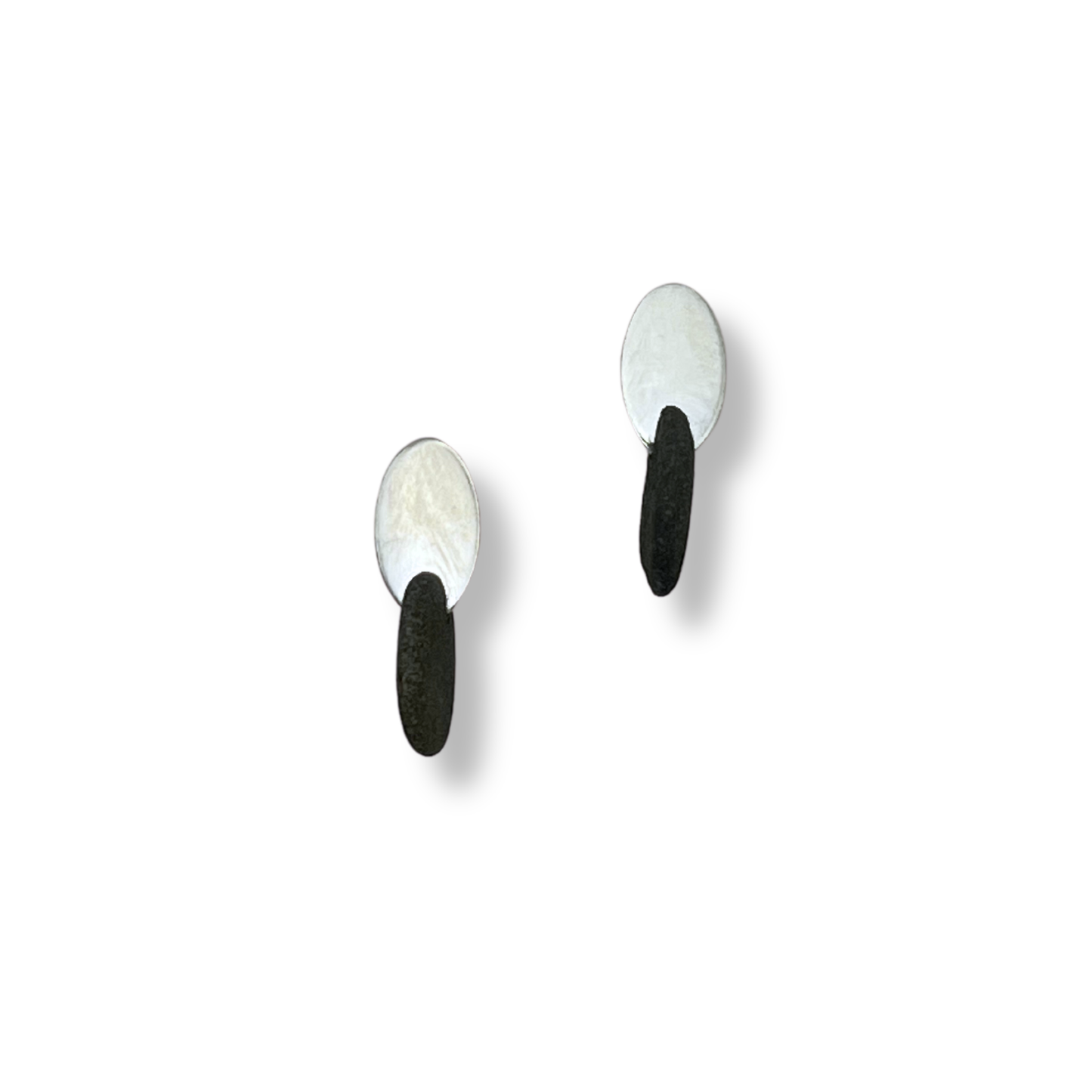 C.K.D. Sterling Silver with Riverstone Oval Earrings