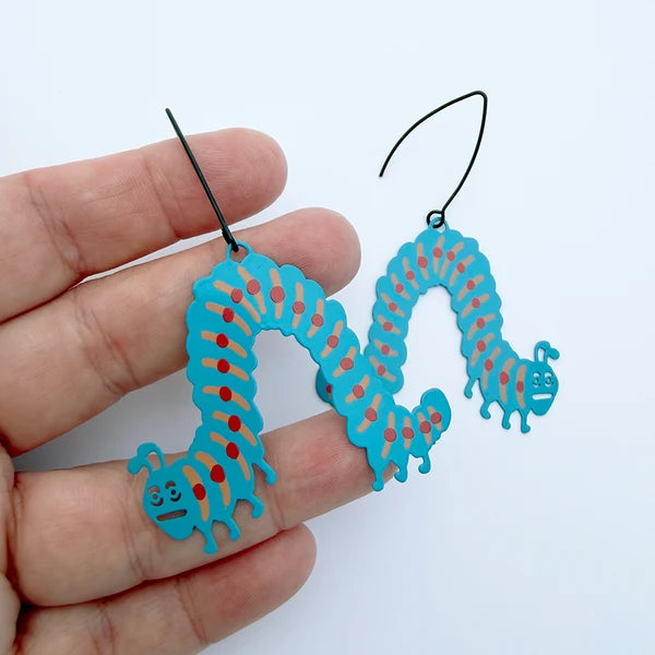 Denz Caterpiller Earrings in Blue