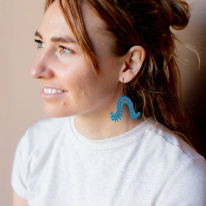 Denz Caterpiller Earrings in Blue
