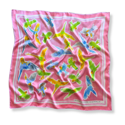 Catherine Baudet Silk Scarf | Pink Budgerigar