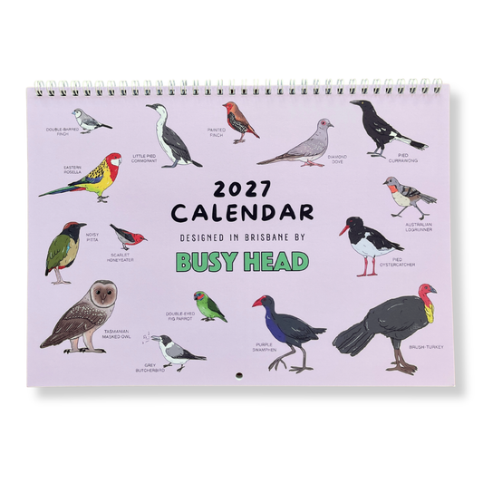 Busy Head Australian Bird 2027 Wall Calendar
