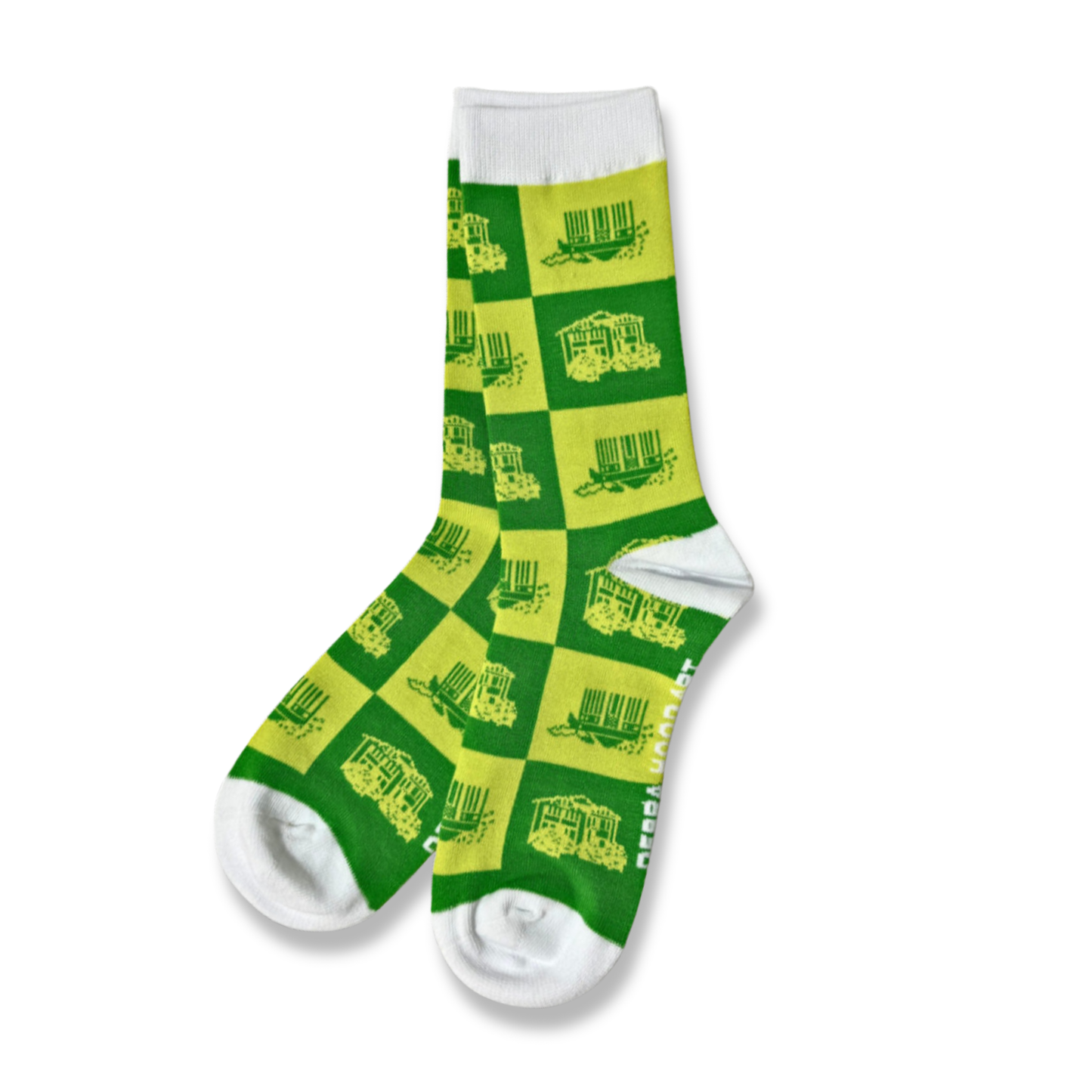 Debra Hood Socks | Lemon and Lime Chequerboard