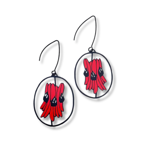 Denz Sturt Desert Pea Earrings | Red & Black