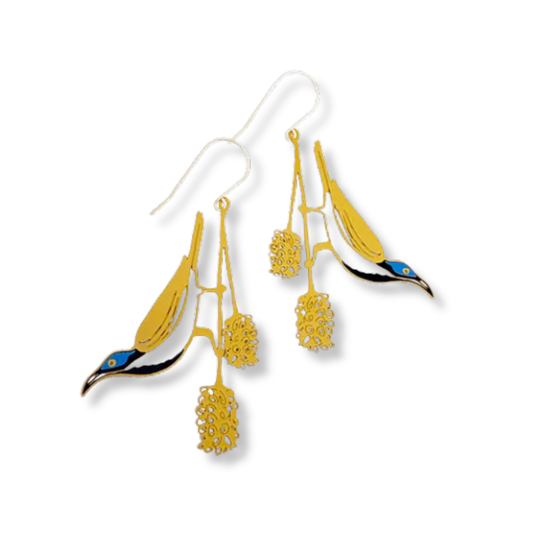 Denz Blue Faced Honeyeater Earrings