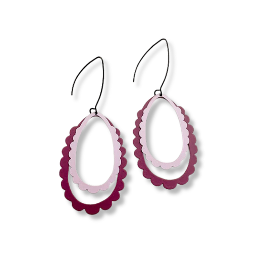 Denz Midi Double Scallop Earrings | Lilac & Burgundy
