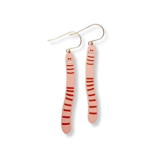 Denz Earth Worm Earrings in Peach