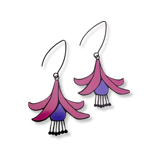 Denz Fuchsia Flower Earrings | Purple & Pink