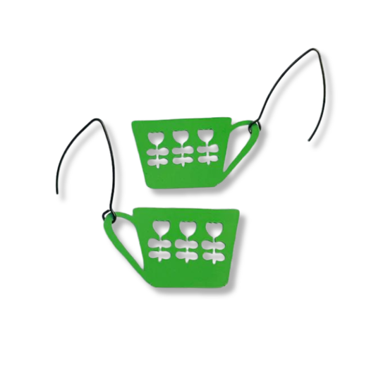 Denz Tea Cup Earrings | Green