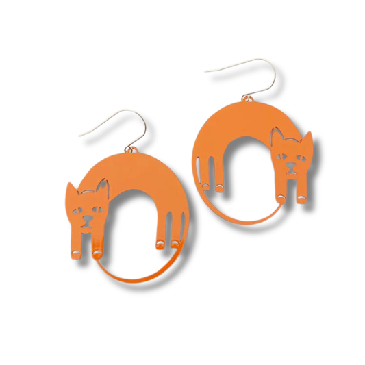 Denz Lazy Cat Earrings | Orange