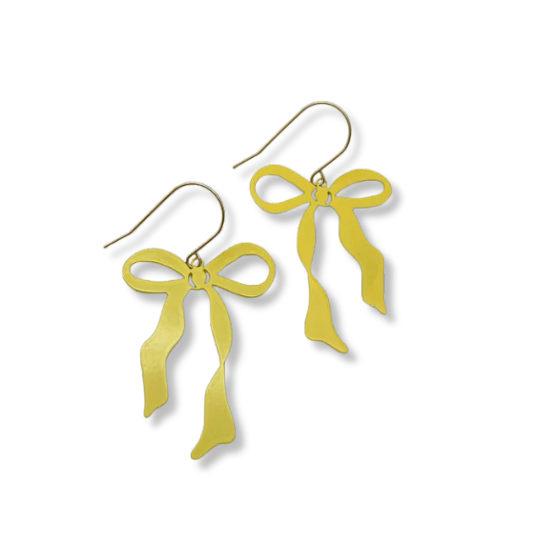 Denz Midi Bow Earrings | Lemon Yellow