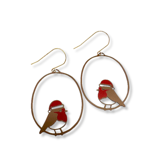 Denz Midi Christmas Robin Earrings