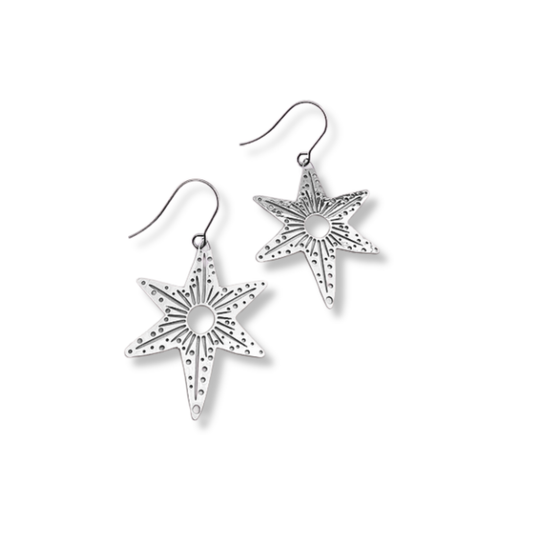Midi Christmas Star Earrings | Silver