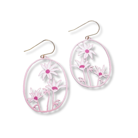 Denz Midi Flannel Flower Earrings | Pink