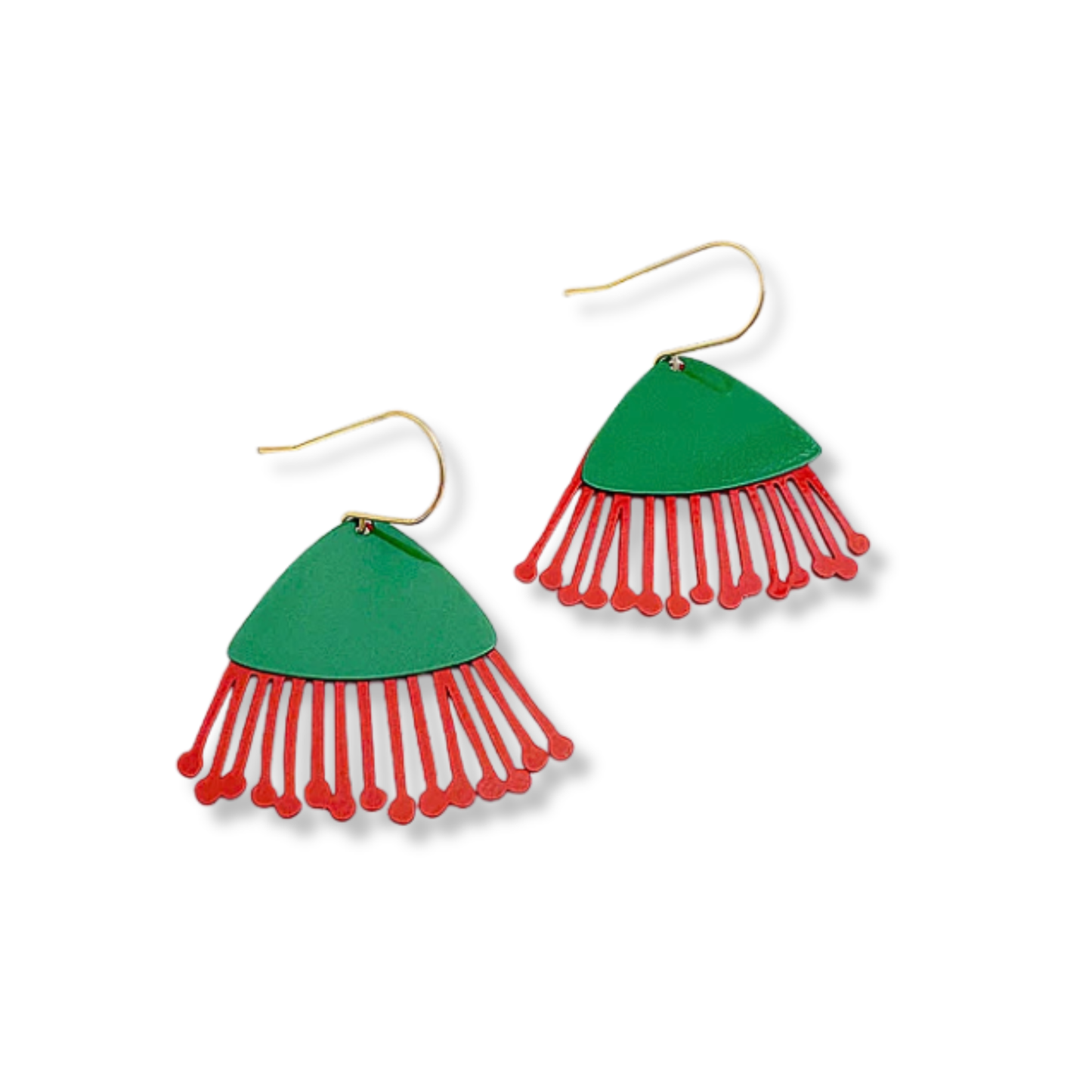 Denz Midi Gum Blossom Flower Earrings | Red & Green