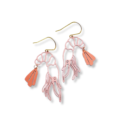 Denz Midi Prawn Earrings | Coral