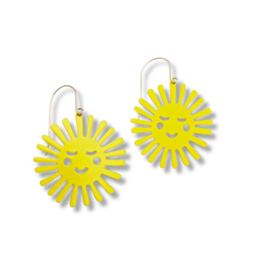 Denz Mini Sun Earrings | Yellow