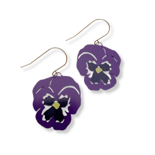 Denz Pansy Flower Earrings | Violet & Purple