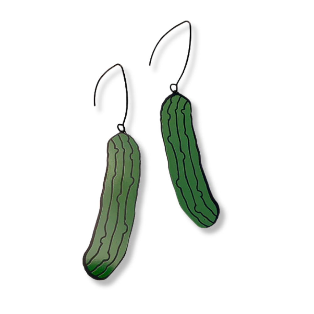 Denz Pickle Earrings | Black and Green