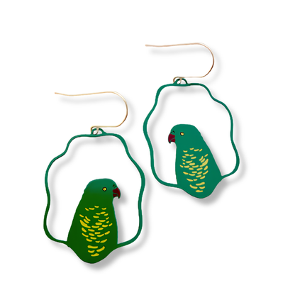 Denz Scaley-Breasted Lorikeet Earrings | Green, Yellow & Red