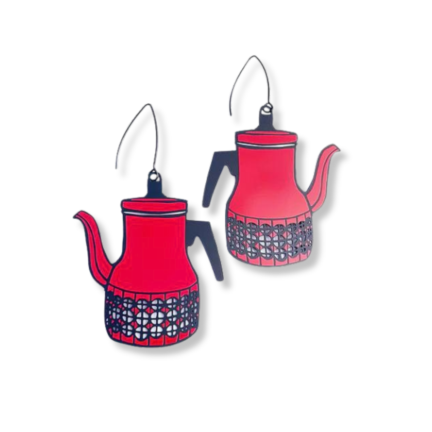 Denz Scandi Coffee Pot Earrings | Red