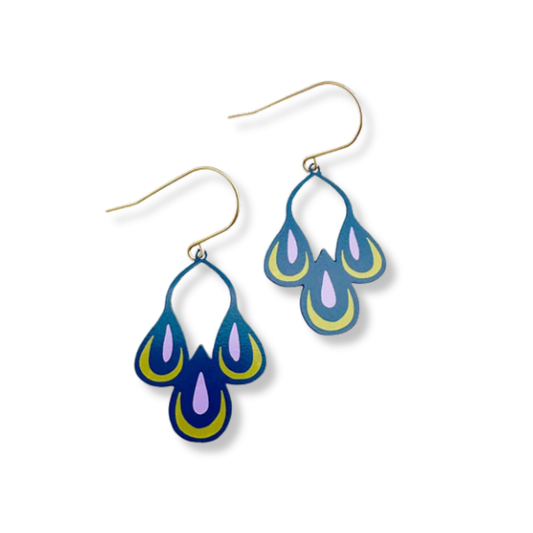 Denz Midi Spring Shape Earrings | #1 Navy, Pink & Yellow