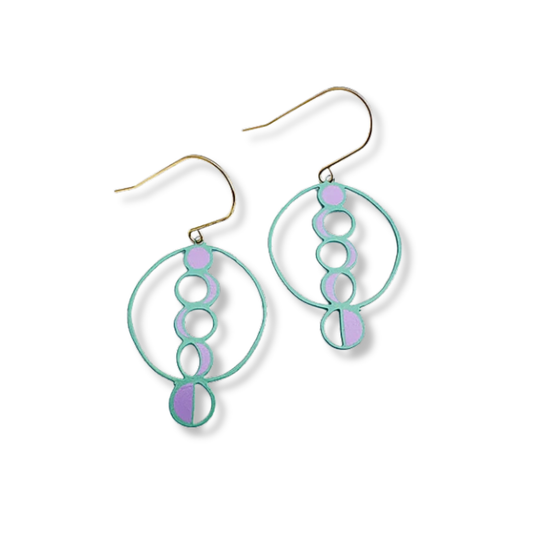 Denz Midi Spring Shape Earrings | #2 Mint & Pink