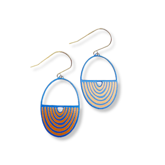 Denz Midi Spring Shape Earrings | #4 Blue & Orange