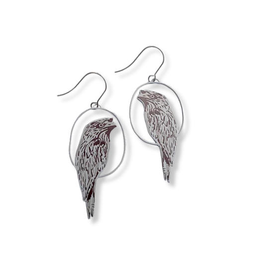 Denz Midi Tawny Frogmouth Earrings