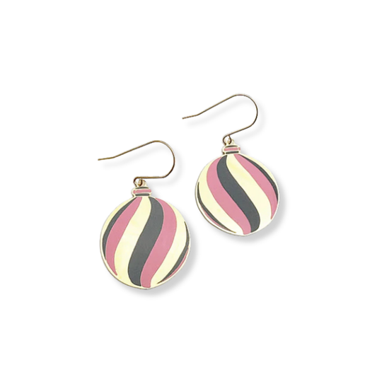 Denz Vintage Bauble Earrings | Pink & Grey