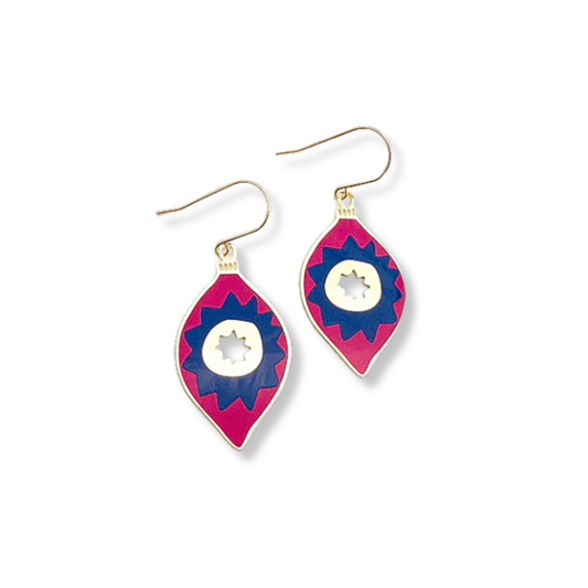 Denz Vintage Bauble  Earrings | Pink & Navy