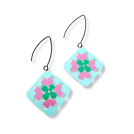 Denz Granny Square Earrings | Aqua