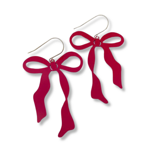 Denz Bow Earrings | Red