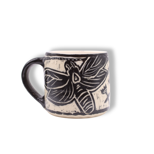 Donna Saunders Ceramics Carved Mug | Wood Moth #1