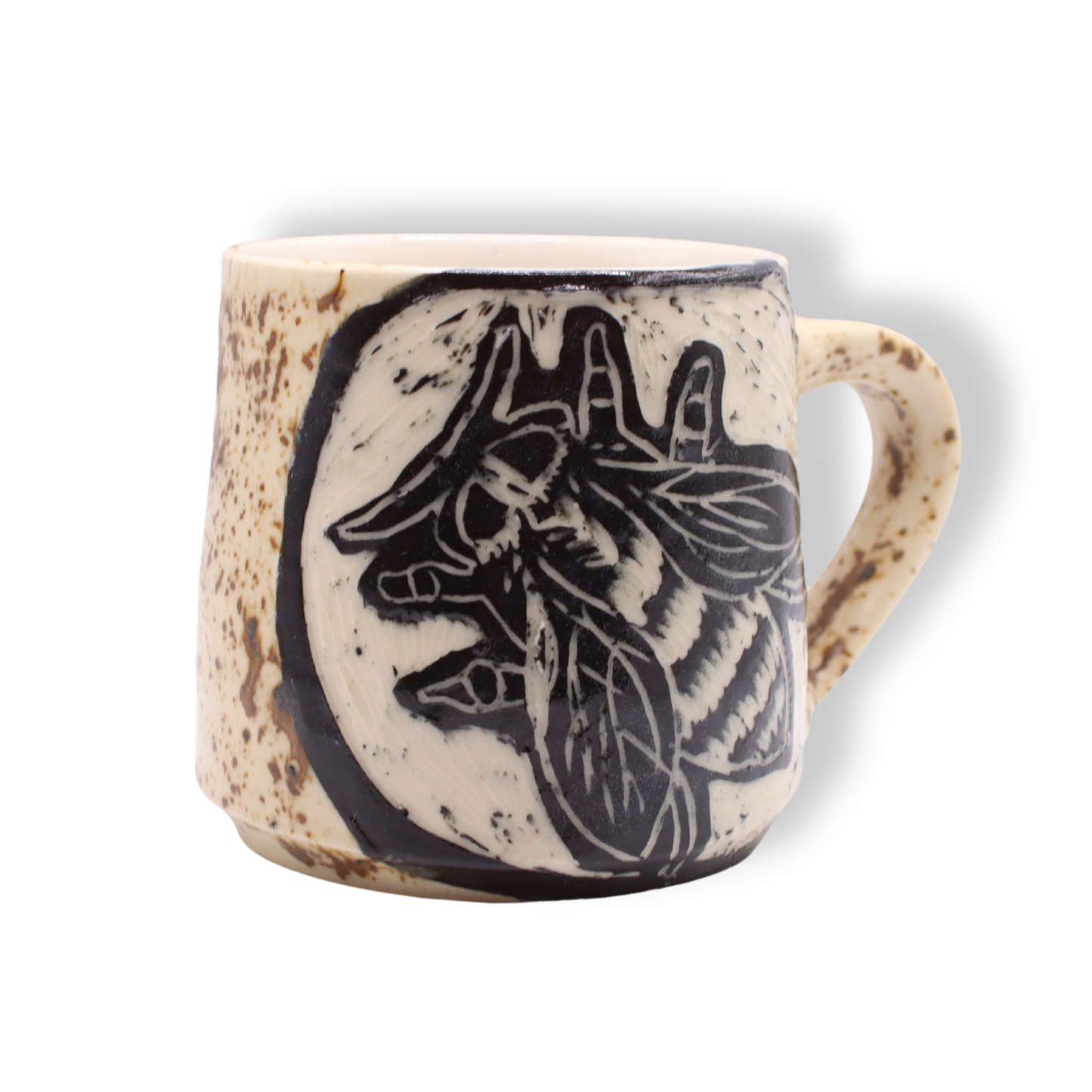 Donna Saunders Ceramics Carved Mug | Blue Banded Bee #1