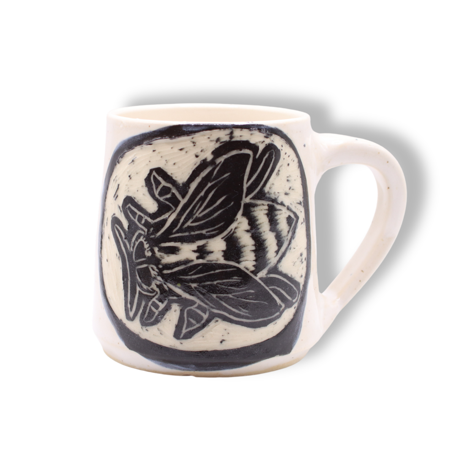Donna Saunders Ceramics Carved Mug | Blue Banded Bee #2