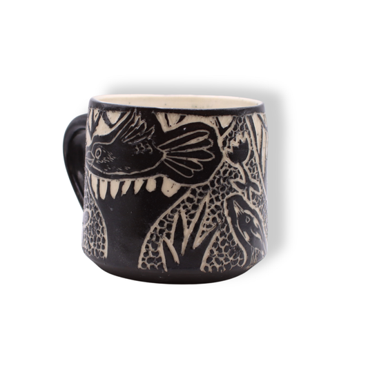 Donna Saunders Ceramics Carved Mug | Birds #1