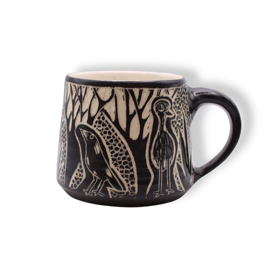 Donna Saunders Ceramics Carved Mug | Birds #2