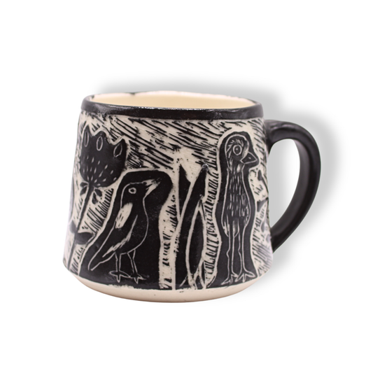Donna Saunders Ceramics Carved Mug | Birds #2