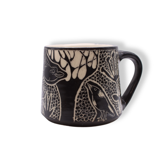 Donna Saunders Ceramics Carved Mug | Birds #3